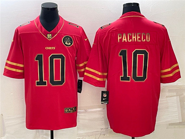 Men??s Kansas City Chiefs #10 Isiah Pacheco Red Gold Vapor Untouchable Limited Stitched Jersey